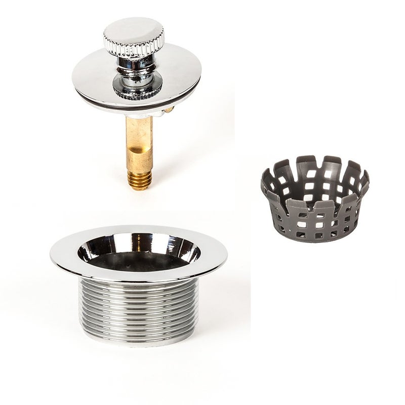 PermaFLOW PF WaterWorks Lift Turn (Twist Close) Bathtub/Bath Tub Drain Assembly with Gasket - Coarse Thread 11.5 Threads Per Inch - Free Hair Catcher/Strainer to Eliminate Clogs;Chrome; PF0945-CH-LT-C - Image 1